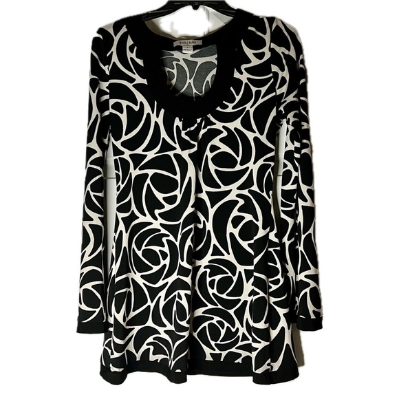 White House‎ Black Market Stretchy Patterned Scoop-Neck Tunic Top In Size Small - Picture 1 of 9